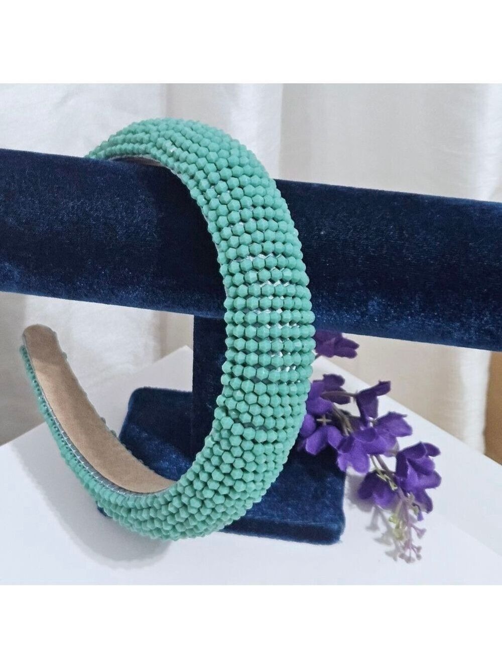 Turquoise Color Glass Beaded Women's Fashion Headband
